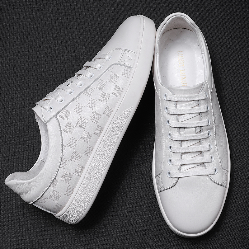 High quality Fashion White Sneakers Handmade Genuine Leather White Black Footwear Shoes Custom Men's Casual Shoes