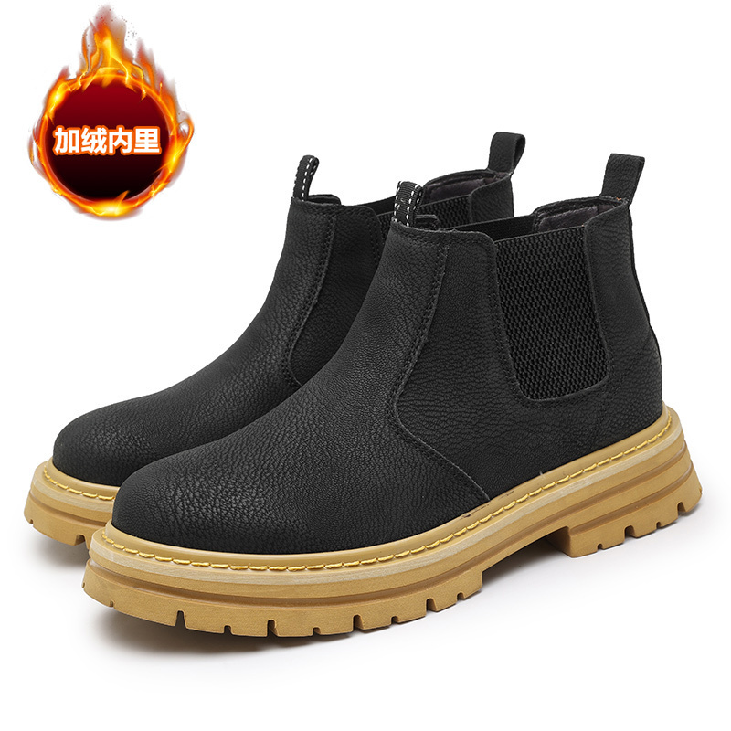 Men's Plus SizeMen's Boots Fashion Outdoor Mid-cut Martin Boots Warm Winter Men's Chelsea Boots Side zipper style