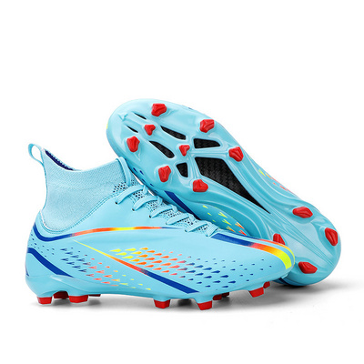 Men Soccer Shoes Long Spikes Artificial Grass Outdoor Athletic Cleats Lightweight Soccer Boots