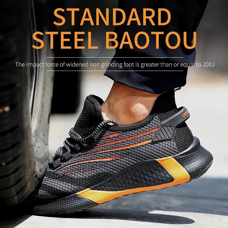 Hot Sales Lightweight Breathable Steel Toe Work Shoes Anti-smashing Construction Men Safety Shoes