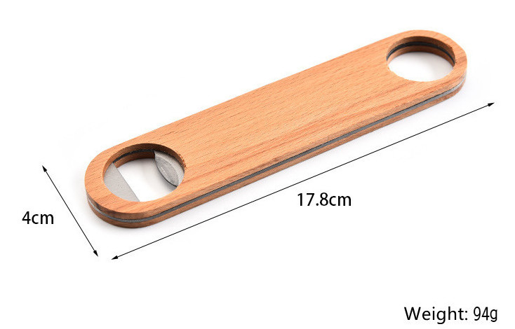 Wooden Hotel Flat Board Speed Bottle Opener Home Beer Opener Wooden Cover Wood Bottle Opener with Stainless Steel