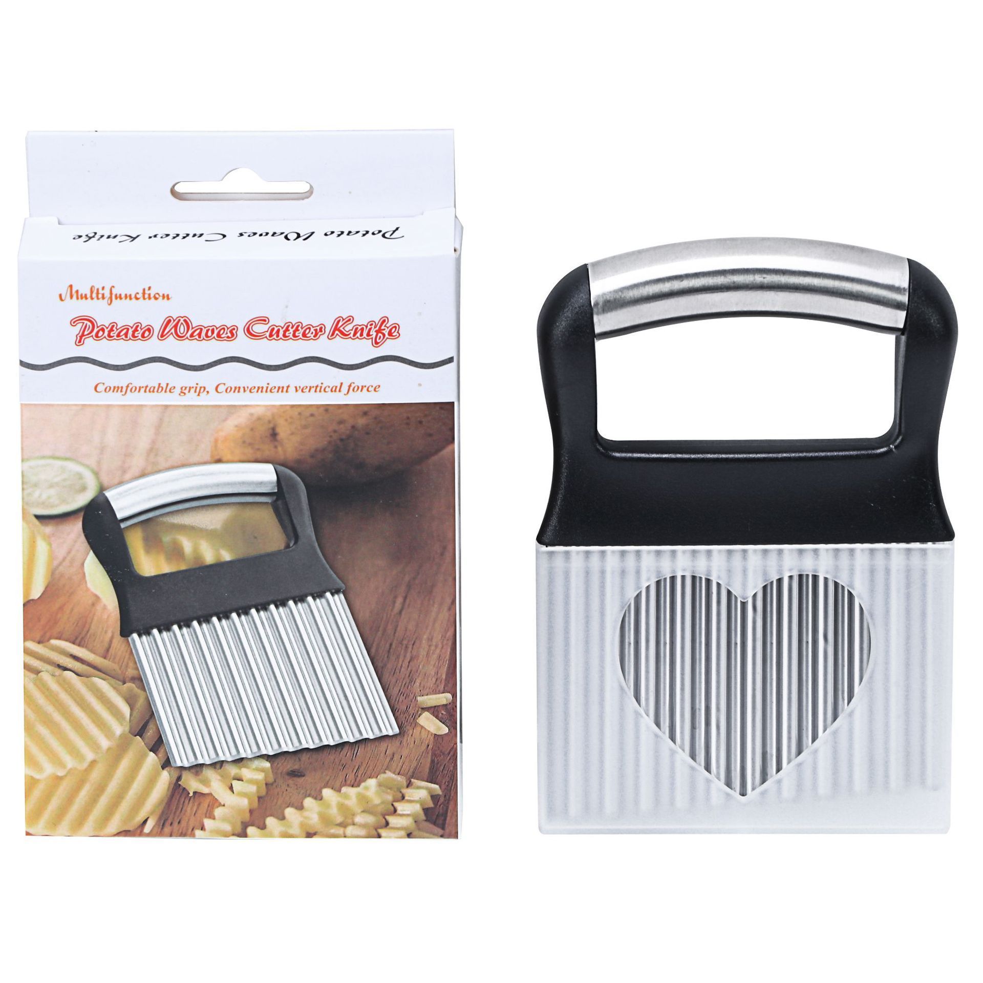 OEM Stainless Steel Handle French Fry Cutter Vegetable Potato Chip Onion Slicer Wavy Crinkle Cutter With Wave Shape Knife