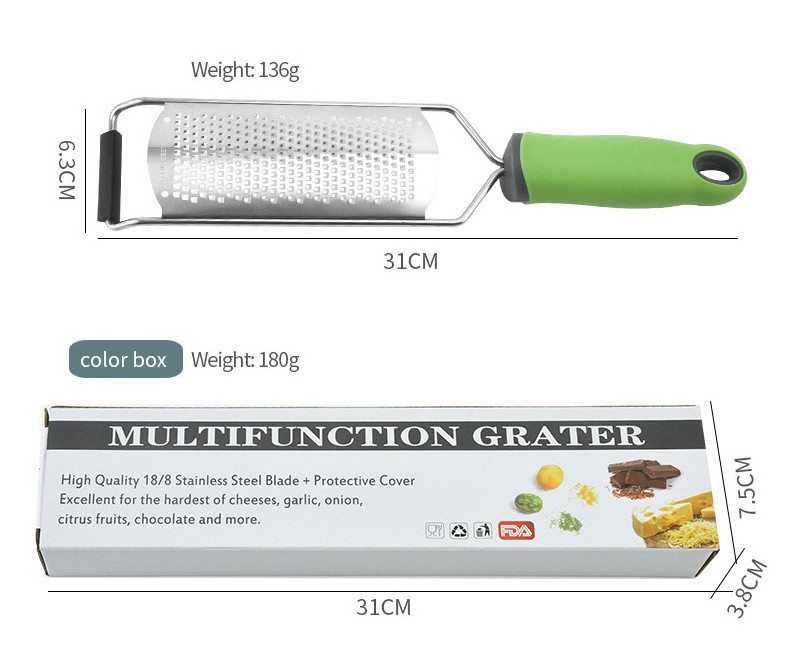 Professional Stainless Steel 2 in 1 Multipurpose Cheese Grater Lemon Zester With Protective Cover Kitchen Tools