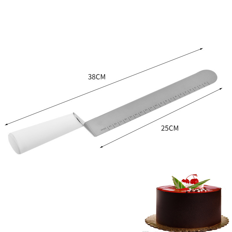 Hot Sale Cake Tools Stainless Steel Long Spatula With Measuring Scale Baking Scraper Custom Baking Pastry Tools