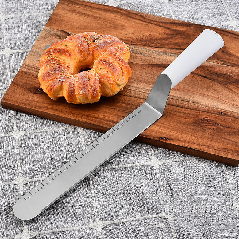 Hot Sale Cake Tools Stainless Steel Long Spatula With Measuring Scale Baking Scraper Custom Baking Pastry Tools