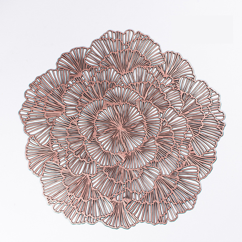 Nice Design Flower Rose Gold Shape Gold Silver Insulation Table Placemats For Wedding Banquet