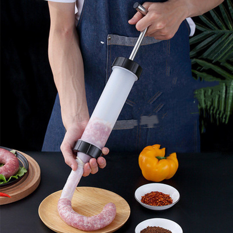 Kitchen Top Selling Food Grade PP Plastic Manual Sausage Maker Sausage Stuffer Meat Filler Hot Dog Maker With Three Size Tips