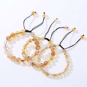 Wholesale Healing Men Stones Beads Gemstone Charm Open Adjustable Bangle Crafts Natural Women Jewelry Citrine Crystal Bracelet