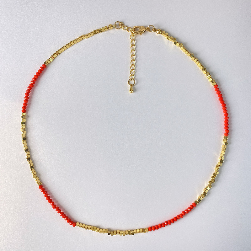 2024  Handmade Dainty Thin Short Bohemian Beach Glass Seed Bead Crystal Chokers 18K Gold Plated Necklace Jewelry For Women