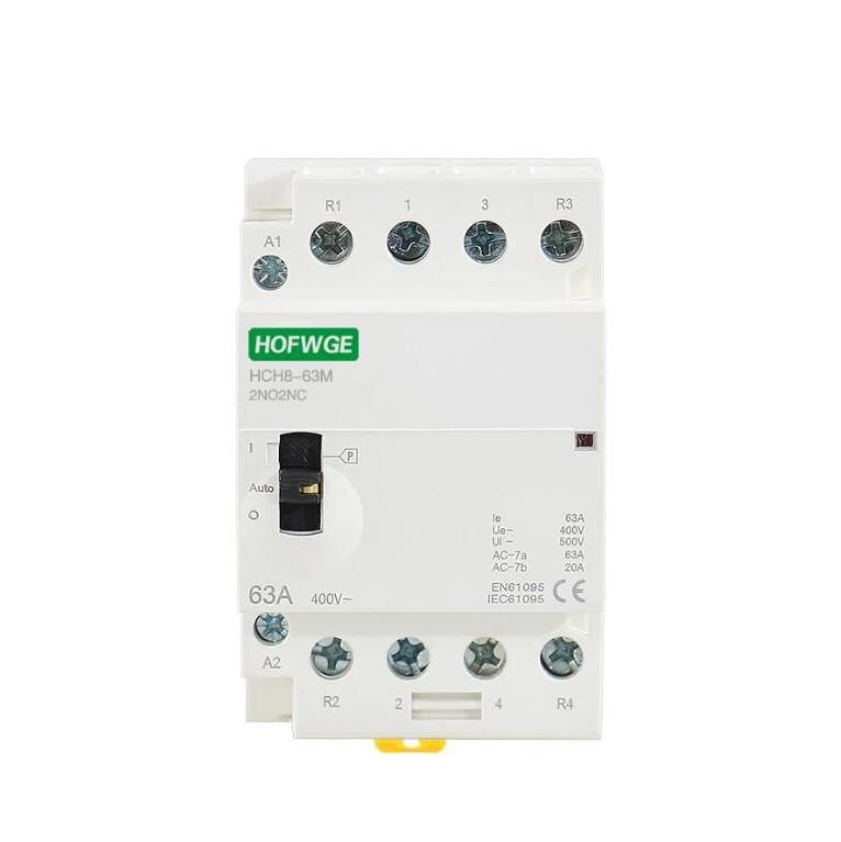 HCH8-63M 4P 40A 24V 110V 220V Din Rail Household AC Modular Contactor With Manual Control Switch 4NO 2NO2NC or 4NC