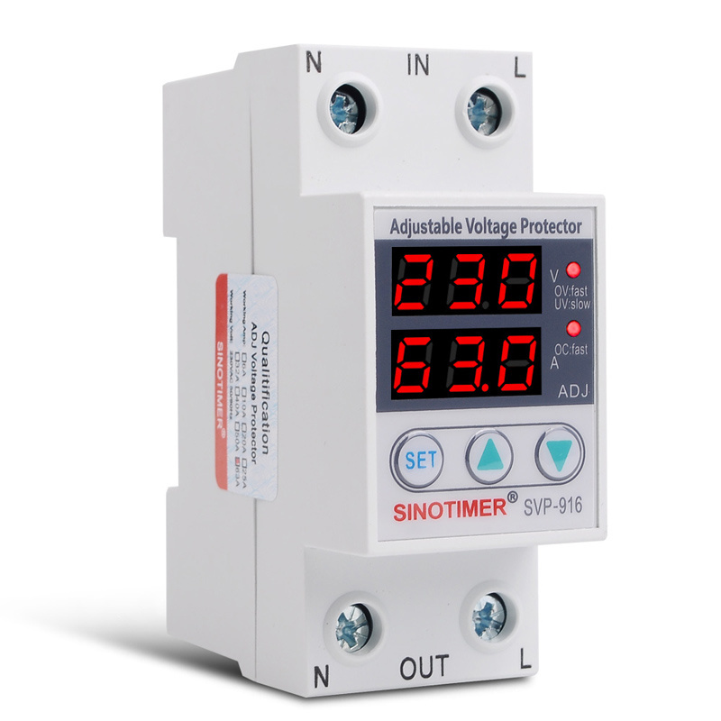 Adjust Voltage Relay Control Over Under Voltage Protector 220V 63A 40A Overvoltage and Over Current Protection Devices Din Rail