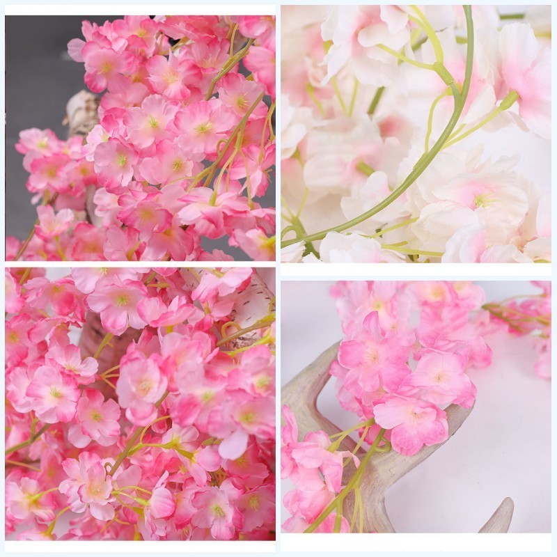 1.8m Artificial Cherry Blossom Vines Hanging Silk Cherry Vines Garland Wedding Wall Decoration Romantic Home Decor