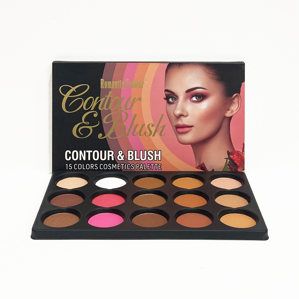 Makeup contour and blush natural waterproof 15 color private label  foundation powder palette