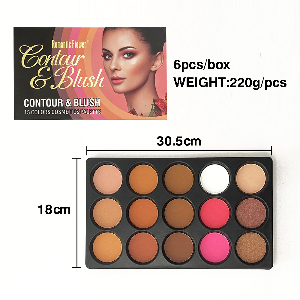 Makeup contour and blush natural waterproof 15 color private label  foundation powder palette