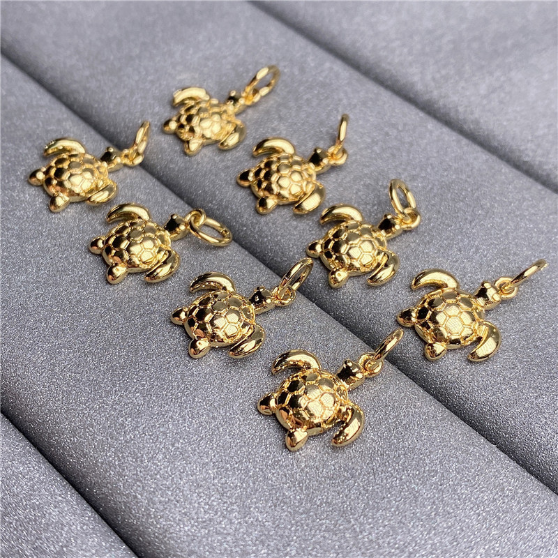 24K gold plated small sea turtle charms for jewelry making