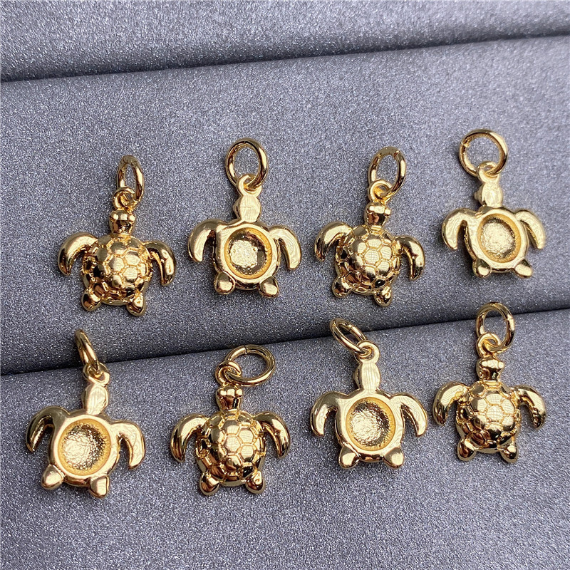 24K gold plated small sea turtle charms for jewelry making