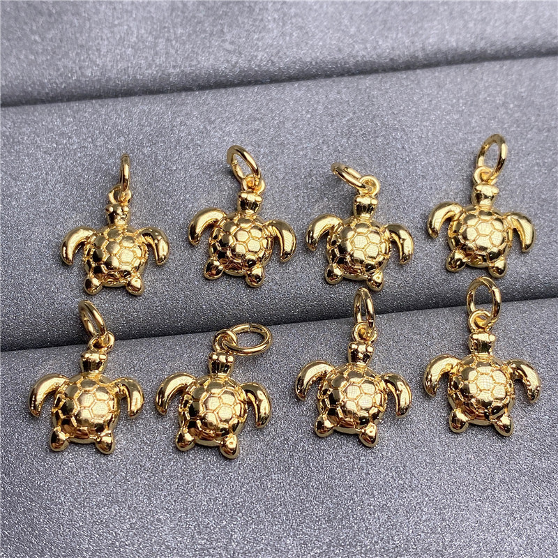 24K gold plated small sea turtle charms for jewelry making