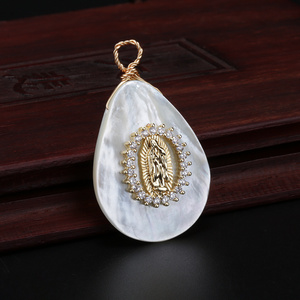 natural shell jewellery diy gold plated antique virgin mary diy religious diy pendant accessories