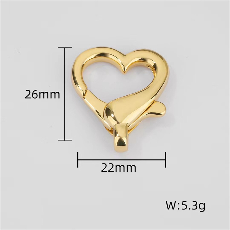 Fancy DIY jewelry 24k Gold plated Brass Heart Lobster claw Jewelry clasp for Bracelet Necklace making Key buckle accessories