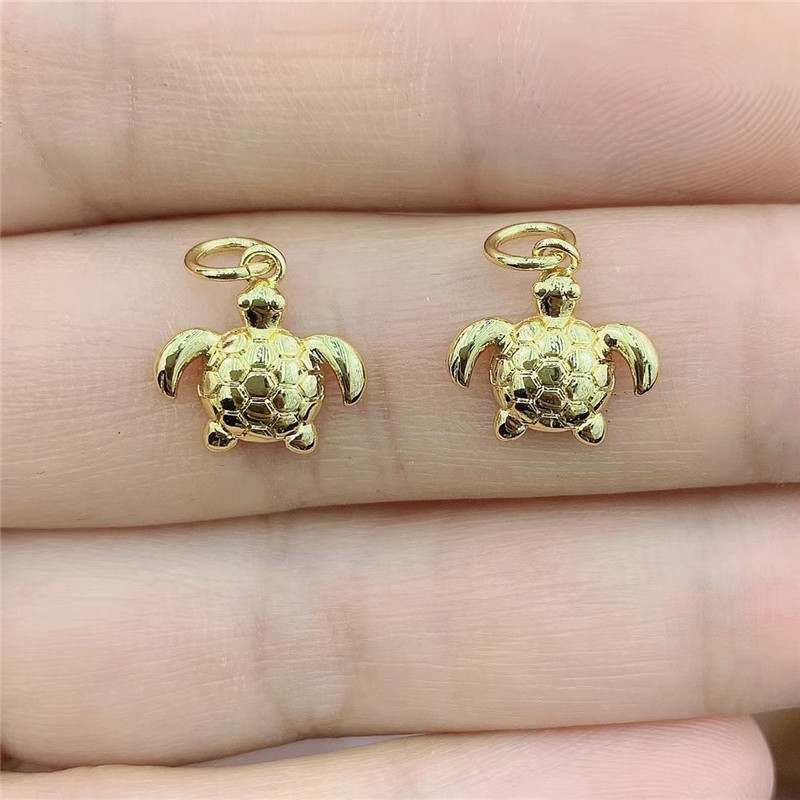 24K gold plated small sea turtle charms for jewelry making