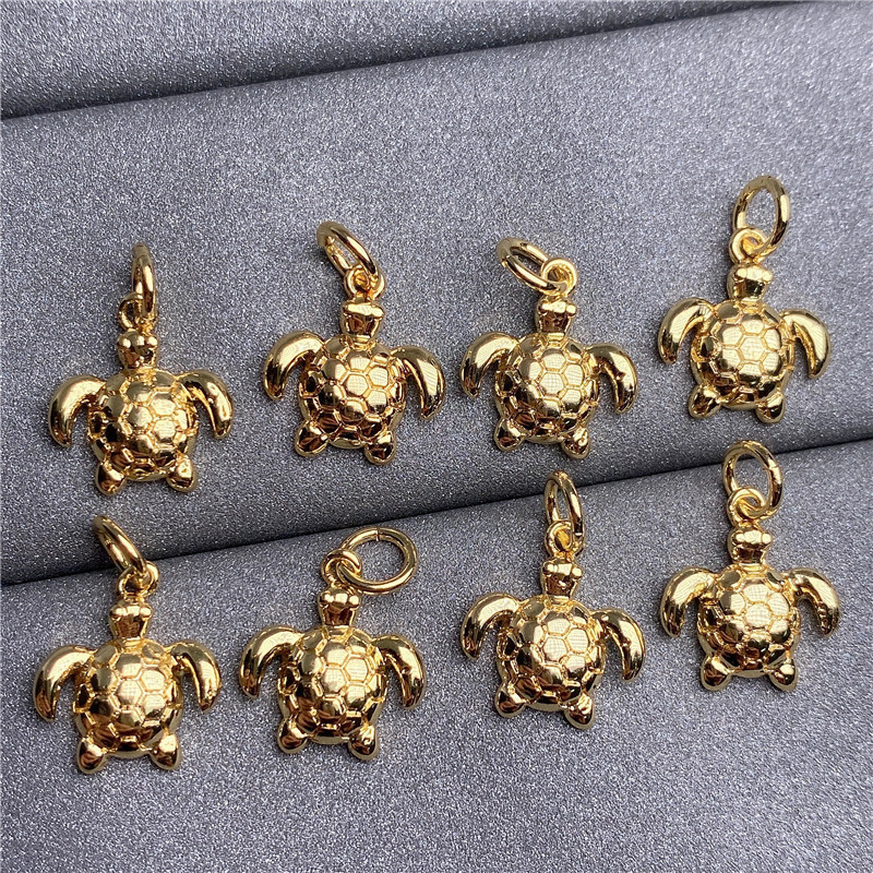 24K gold plated small sea turtle charms for jewelry making