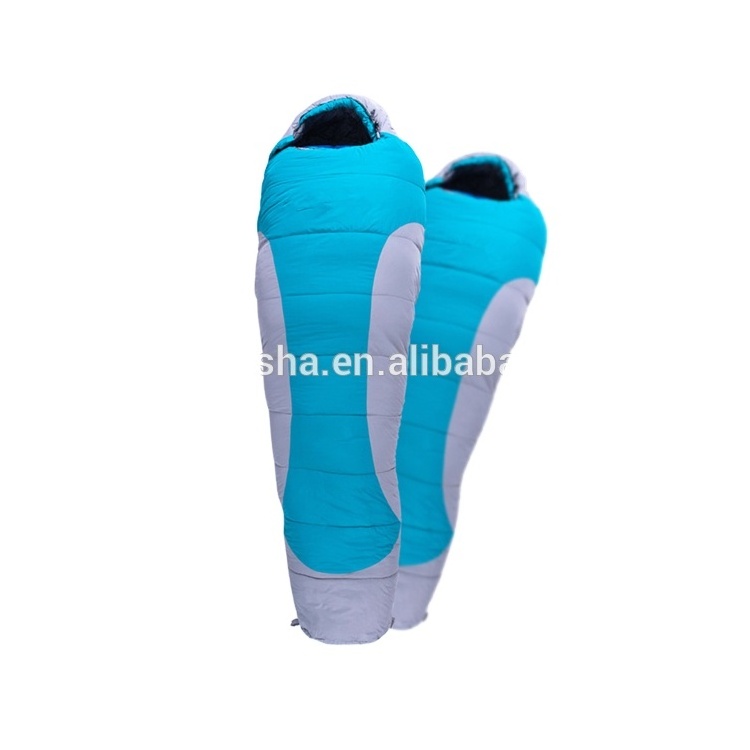 factory hollow fiber popular camping outdoor blue fur sleeping bag couple sleeping bag