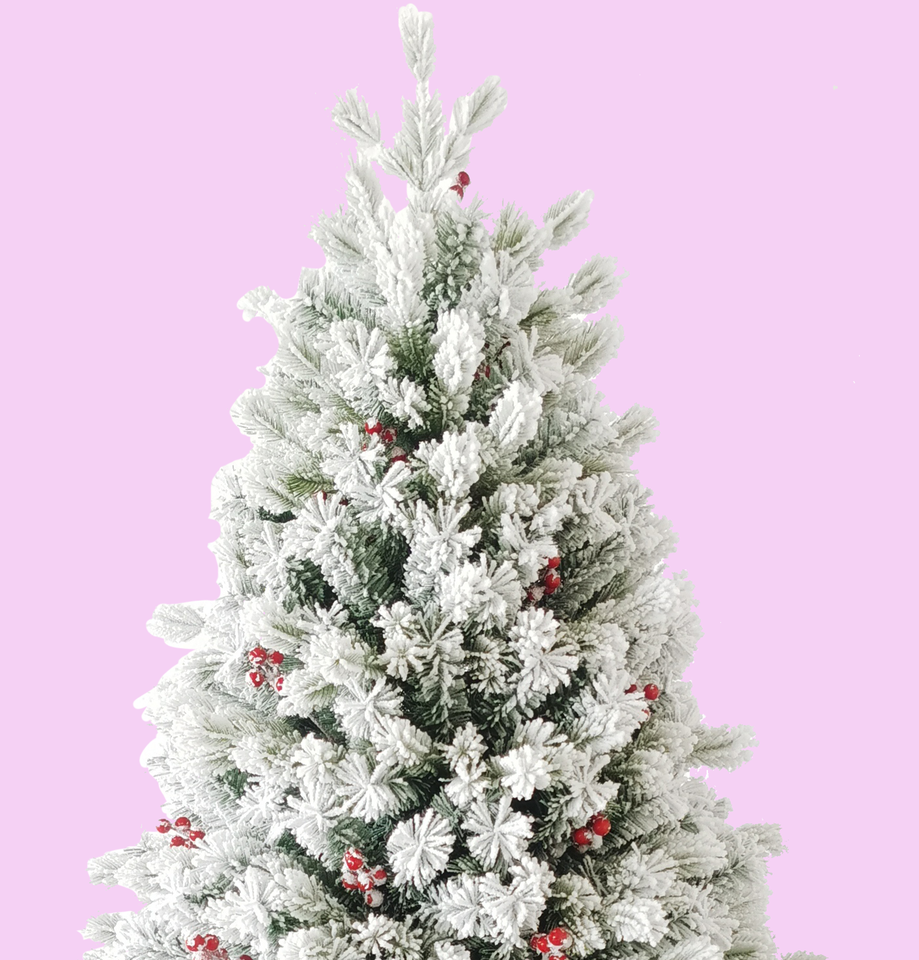 Customized Wholesale Plastic Artificial Snow Lifelike Pe Pvc Snowy Christmas Tree With Metal Stand Ornament