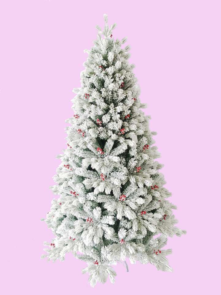 Customized Wholesale Plastic Artificial Snow Lifelike Pe Pvc Snowy Christmas Tree With Metal Stand Ornament