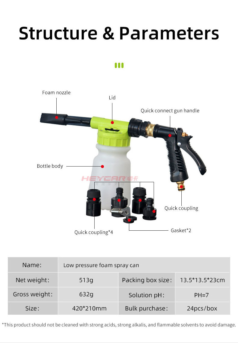 Low Pressure handheld Foam Car Washing Machine Snow Foam Cannon Bottle Lance Gun for deatiling