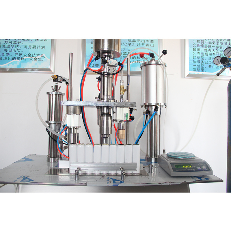 Aerosol Body Spray Deodorant Can Filling Making Machine 3 in 1 Aerosol Filling Machine Normal Pressure Filling Gas Liquid