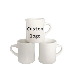 Factory wholesale Y- 11oz Vintage Cream White Ceramic Coffee Mug Custom Logo Restaurant Coffee Diner Mugs