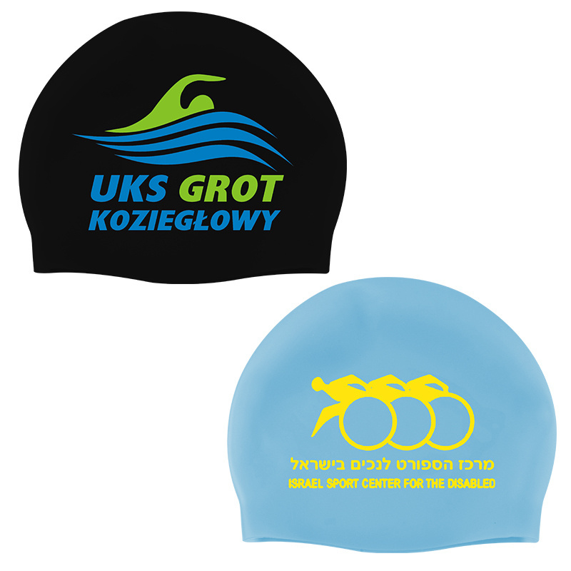 Custom 100% silicone waterproof seamless swim caps high quality water sports swimming cap for adult