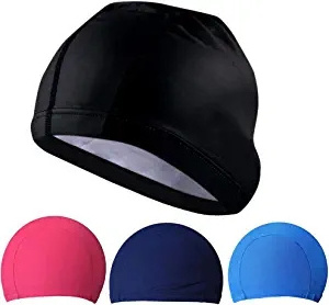 Nylon Spandex Lycra Fabric Swimming Cap Latex Bathing Hat Shower For Men Women