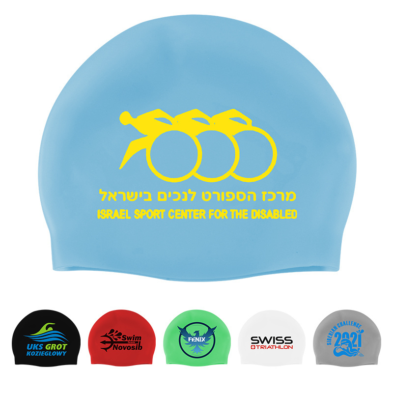 Custom 100% silicone waterproof seamless swim caps high quality water sports swimming cap for adult