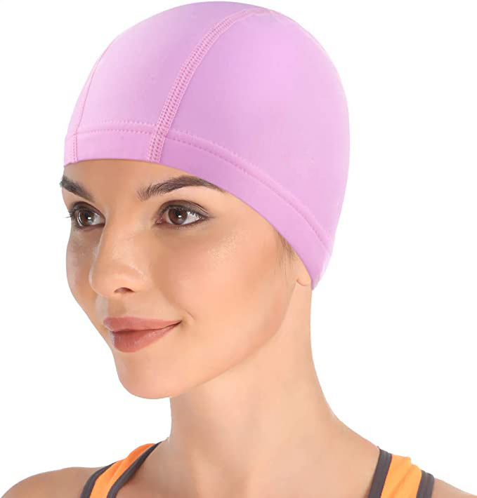 Nylon Spandex Lycra Fabric Swimming Cap Latex Bathing Hat Shower For Men Women