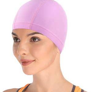 Nylon Spandex Lycra Fabric Swimming Cap Latex Bathing Hat Shower For Men Women