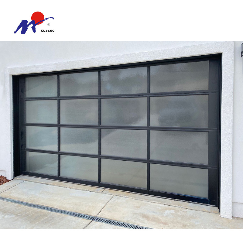 Black Full View Villa Commercial Aluminum European Plexiglass Garage Doors Prices