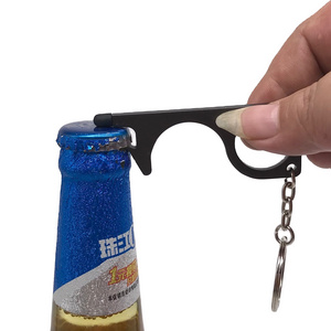 No touch screen door opener machine operator bottle opener keychain holder metal key chains Metallic key rings