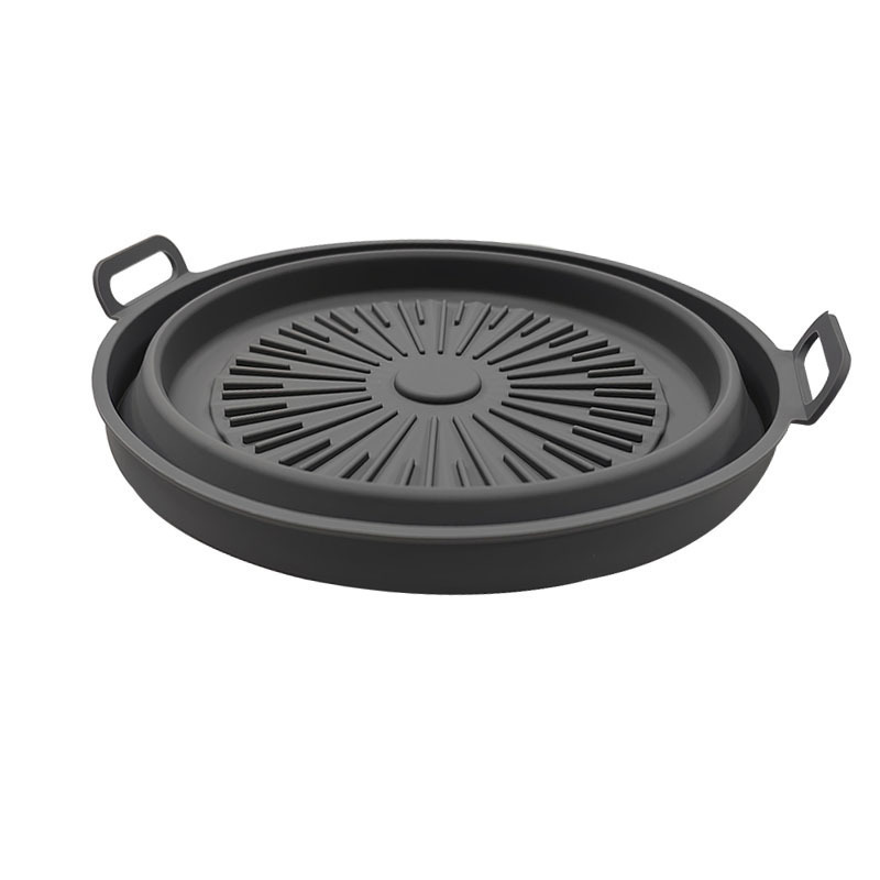 BPA Free Folded Diameter 23.22cm Round Baking Pan Silicone Air Fryer Pot