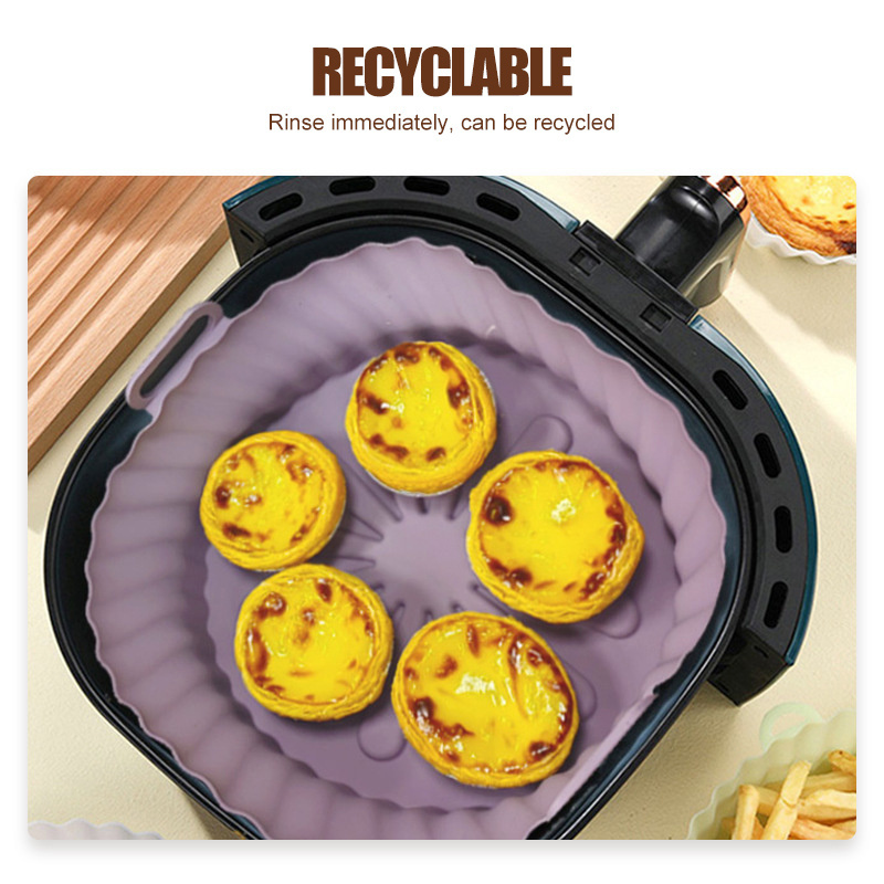 Air Fryer Accessories Set Diameter 23.22cm Round LFGB Silicone Air Fryer Liner Silicone Pot