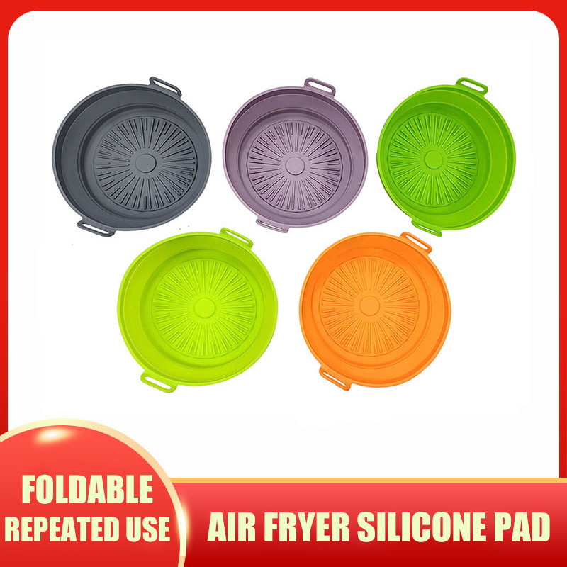 BPA Free Folded Diameter 23.22cm Round Baking Pan Silicone Air Fryer Pot