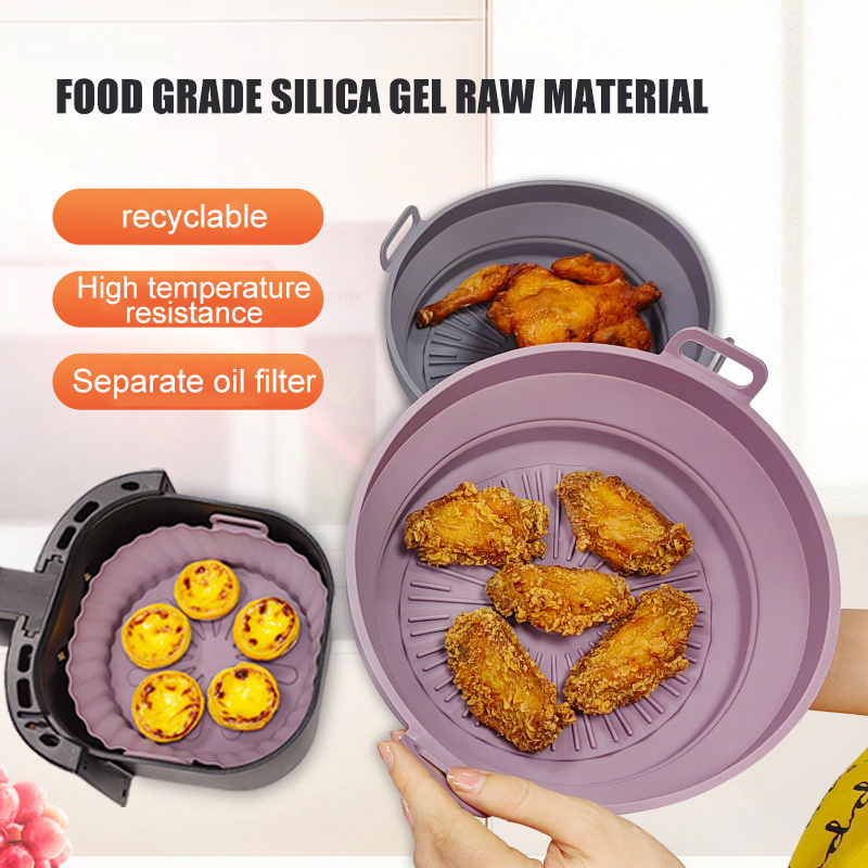 Air Fryer Accessories Set Diameter 23.22cm Round LFGB Silicone Air Fryer Liner Silicone Pot