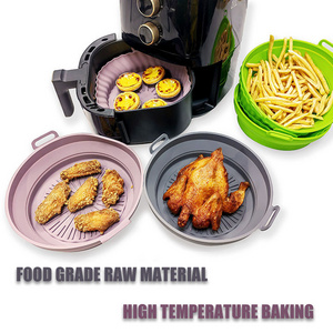 BPA Free Folded Diameter 23.22cm Round Baking Pan Silicone Air Fryer Pot