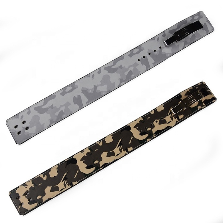 Customized color 13mm thickness lever buckle belt, Wholesale camouflage fitness cowhide weight lifting lever belt