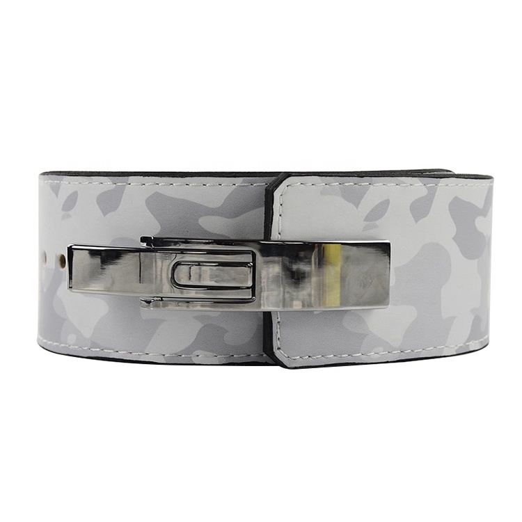 Customized color 13mm thickness lever buckle belt, Wholesale camouflage fitness cowhide weight lifting lever belt