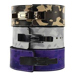 Customized color 13mm thickness lever buckle belt, Wholesale camouflage fitness cowhide weight lifting lever belt