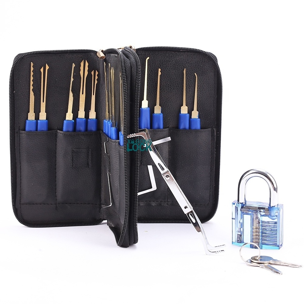 17Pieces Hook Pick Tool Set Locksmith Open Door Transparent Exercise Lock Picks Set