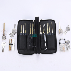 Single Hook titanium stainless steel Pick Set 24pcs  with Transparent locksmith lock Practice credit card lock pick set