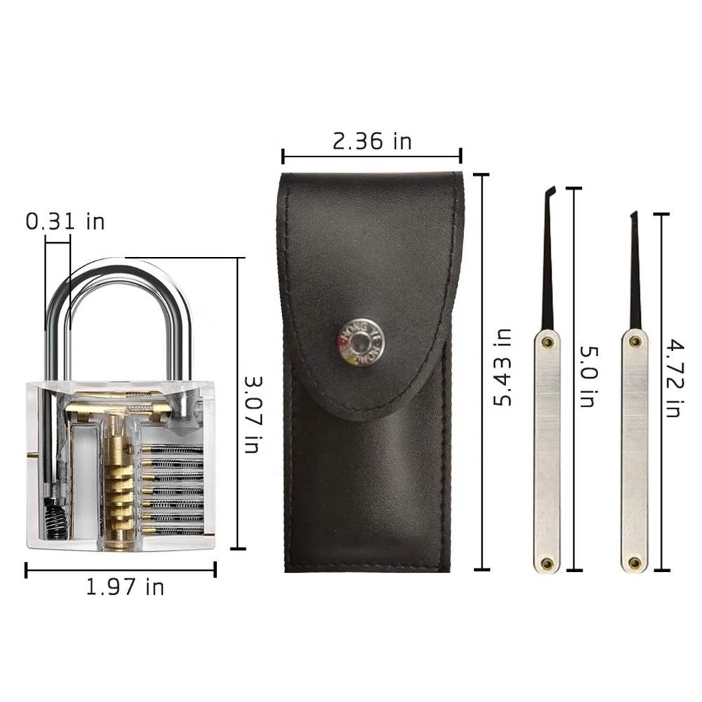 High Quality Locksmith Supplies Lock Pick Set With Transparent Practice Lock Picking Tools