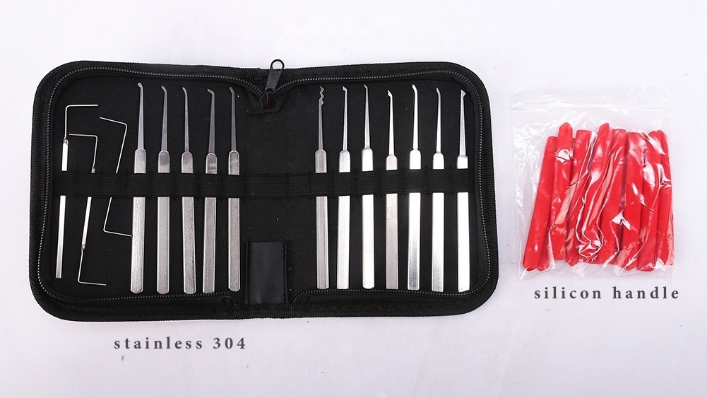 red most useful wallet sized mini  basic beginner lock pick lockpick practice set